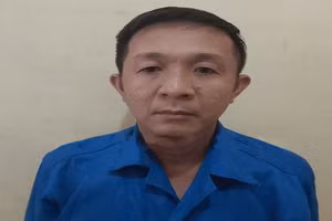 Đối tượng Lê Minh Quân tại cơ quan điều tra.