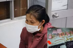 Nguyễn Thị Cẩm Tú cùng số tài sản trộm của gia đình chồng. Ảnh: Công an Tiền Giang.