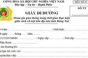 Công an tỉnh Đồng Nai thực hiện cấp giấy đi đường theo mẫu mới