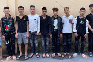 Nhóm đối tượng có hành vi đánh người gây thương tích. Ảnh: Công an Bắc Giang.