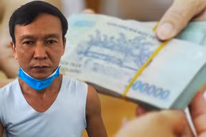 Đối tượng Lê Minh Tùng tại cơ quan chức năng. Ảnh: Công an Quảng Ninh