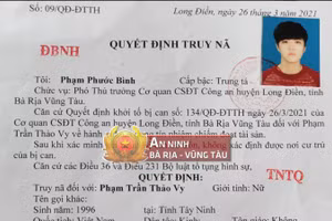 Cơ quan chức năng truy nã Phạm Trần Thảo Vy. Ảnh: Công an Bà Rịa - Vũng Tàu.