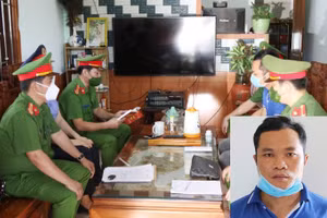 Cơ quan chức năng tiến hành lệnh bắt tạm giam đối với Cao Tiến Dũng. Ảnh: Công an Quảng Bình.