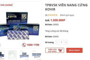 Viên nang Kovir của Sao Thái Dương có giá cả triệu đồng/hộp. Ảnh chụp màn hình.