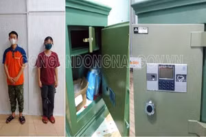 Hai đối tượng có hành vi trộm cắp tài sản rồi dựng lên hiện trường vụ trộm cắp. Ảnh: Công an Đồng Nai.