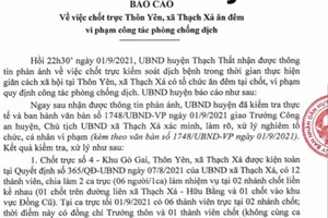Báo cáo của UBND huyện Thạch Thất về vụ việc. 