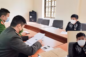 Đối tượng Dương Ngọc Kiên làm việc tại cơ quan chức năng.