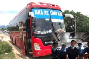 Chiếc xe chở 5 người Trung Quốc nhập cảnh trái phép di chuyển từ Bắc Giang vào TP. Hồ Chí Minh bị bắt giữ.