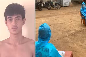 Đối tượng Lê Trần Huy Phúc tại cơ quan chức năng.