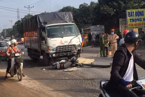 Hiện trường vụ tai nạn giao thông khiến 2 người tử vong.