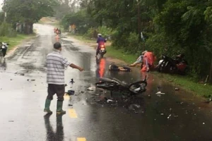 Hiện trường vụ tai nạn giao thông.