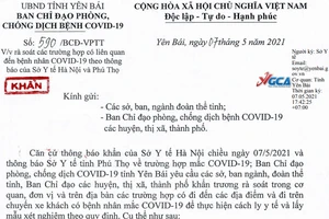 Thông báo rà soát các trường hợp có liên quan đến BN3116.