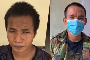 Đối tượng Ksor Hái (bên trái) và đối tượng Nguyễn Văn Trực bị bắt giữ.