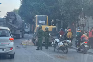 Hiện trường vụ tai nạn giao thông khiến 2 học sinh thương vong.