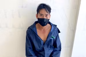 Đối tượng Nguyễn Văn Ngọc tại cơ quan công an.