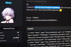 Một triệu tài khoản Facebook Việt bị tung lên diễn đàn hacker