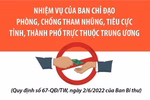 Nhiệm vụ của BCĐ phòng, chống tham nhũng, tiêu cực tỉnh, thành phố