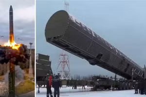 Tên lửa ICBM Nga mang đạn siêu vượt âm Avangard.