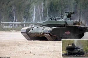 Hình ảnh T-90M cháy đen được Ukraine công bố. 