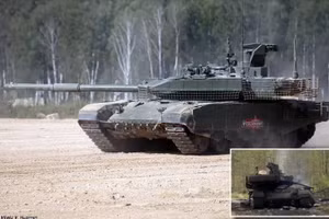 Hình ảnh T-90M cháy đen được Ukraine công bố. 