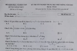 Đề thi và gợi ý lời giải môn Toán kỳ thi tốt nghiệp THPT năm 2023