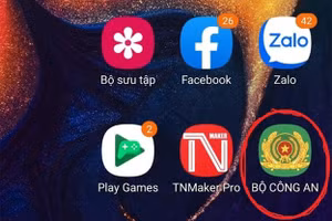 Ứng dụng mang biểu tượng Bộ Công an nhưng thực chất là phần mềm gián điệp, lấy cắp thông tin và chiếm đoạt tài sản nạn nhân. Ảnh: Công an cung cấp.