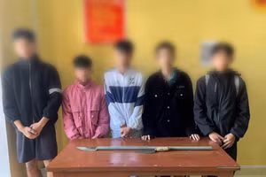 Nhóm thiếu niên cùng hung khí. Ảnh: Công an tỉnh Tuyên Quang