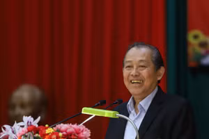 Phó Thủ tướng Trương Hoà Bình nhắc lại những kỷ niệm khi còn học tập tại trường đào tạo cán bộ an ninh chi viện cho chiến trường miền Nam E1171. Ảnh: VGP/Lê Sơn