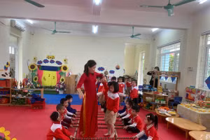 Hoạt động giáo dục tại Trường MN Hoa Hồng (thành phố Vĩnh Yên).