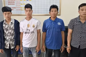 4 đối tượng tại cơ quan điều tra. Ảnh: Công an huyện Bắc Quang 