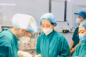 Các bác sĩ tiến hành cấp cứu cho một bệnh nhi bí chó cắn