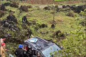 Khu vực chiếc xe gặp nạn thuộc đoạn cuối của đèo Mã Pì Lèng.