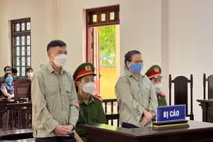 Bị cáo Đỗ Thị Hải Yến và Nguyễn Tuấn Anh tại phiên tòa