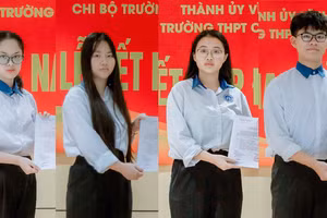 Từ trái qua phải là các em: Hồng Ngọc, Minh Châu, Châu Giang và Trung Hồng.