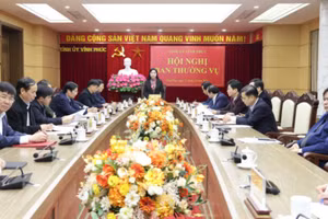 Bí thư Tỉnh ủy Vĩnh Phúc Hoàng Thị Thúy Lan cho ý kiến tại hội nghị