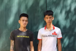 Đối tượng Đỗ Văn Trình và Đỗ Thanh Trang. Ảnh Hương Lệ - Công an Vĩnh Phúc