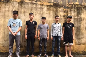 Các đối tượng tại cơ quan Công an. Ảnh: Công an Vĩnh Phúc