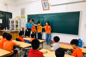 Giờ học tại Trường TH Giấy Bãi Bằng