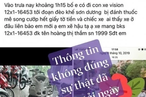 Tài khoản Facebook đăng tải thông tin sai sự thật.