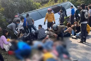 Hiện trường thời điểm xảy ra vụ tai nạn.