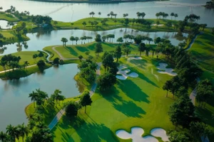 Một góc sân golf Đầm Vạc ở TP Vĩnh Yên, tỉnh Vĩnh Phúc. Ảnh: Fanpage Heron Lake Golf.