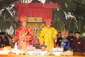 Lễ Đại Phan của dân tộc Sán Dìu xã Ninh Lai, huyện Sơn Dương. Ảnh: Thanh Nguyên.