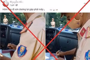 Hình ảnh chị H. đăng lên Facebook nhằm xúc phạm danh dự lực lượng CSGT. Ảnh: Công an huyện Sơn Dương cung cấp