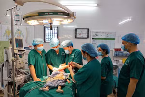 Bác sĩ cấp cứu cho bệnh nhi. (Ảnh: BVĐK tỉnh Tuyên Quang)