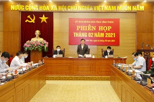 Quang cảnh phiên họp tháng 2 của UBND tỉnh Vĩnh Phúc