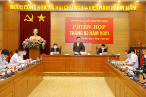 Quang cảnh phiên họp tháng 2 của UBND tỉnh Vĩnh Phúc