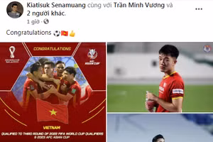 HLV Kiatisak chúc mừng thành tích của tuyển Việt Nam