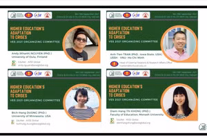 Cấc đại biểu tham luận tại Hội thảo giáo dục đại học thích ứng với khủng hoảng