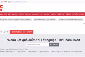 Giao diện tra cứu điểm thi tốt nghiệp THPT năm 2020 trên báo Giáo dục và Thời đại.