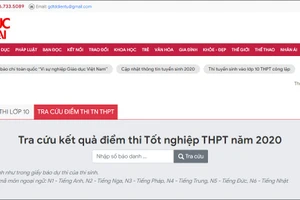 Giao diện tra cứu điểm thi tốt nghiệp THPT năm 2020 trên báo Giáo dục và Thời đại.